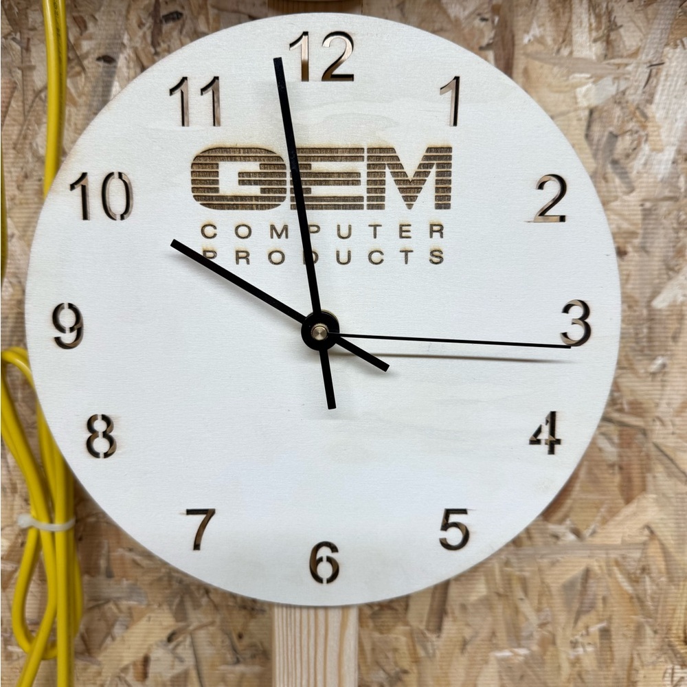 GEM Computer Products Handmade Wall Clock 9” face dial Silent Sweep